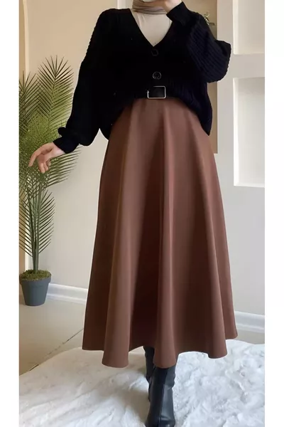 تنورة سكوبا كلوش بسحّاب خلفي