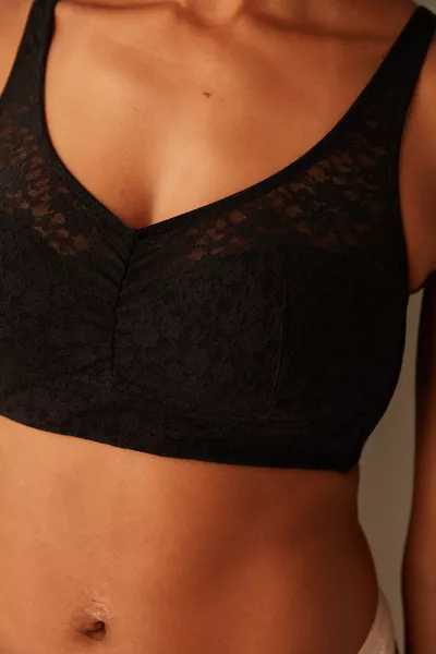 #لا ملابس داخلية صدرية دانتيل سوداء بدون سلك