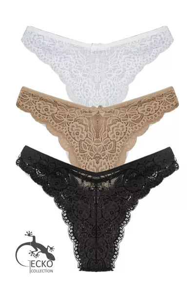 Lot de 3 culottes féminines brésiliennes en dentelle