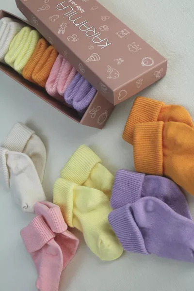 Lot de 5 Chaussettes pour Bébé en BAMBOU - Chaussettes Nouveau-né - Chaussettes Bébé