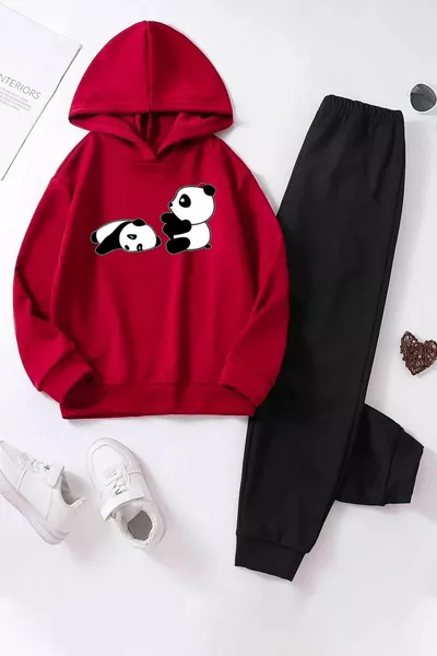 Children's Set with Sleeping Panda Print