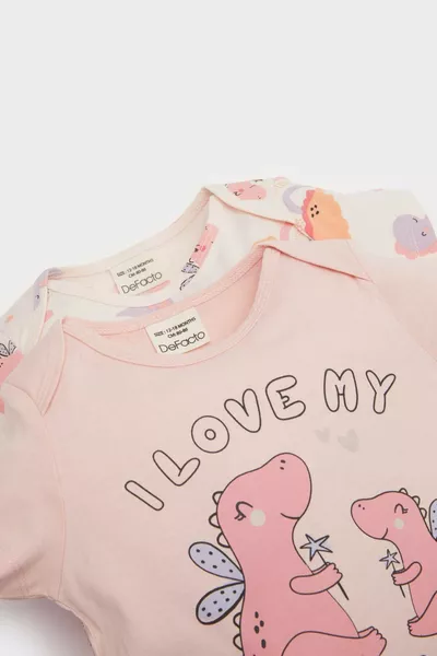 Baby Girl Newborn Dinosaur Print Cotton 2-Piece Short Sleeve Romper SM