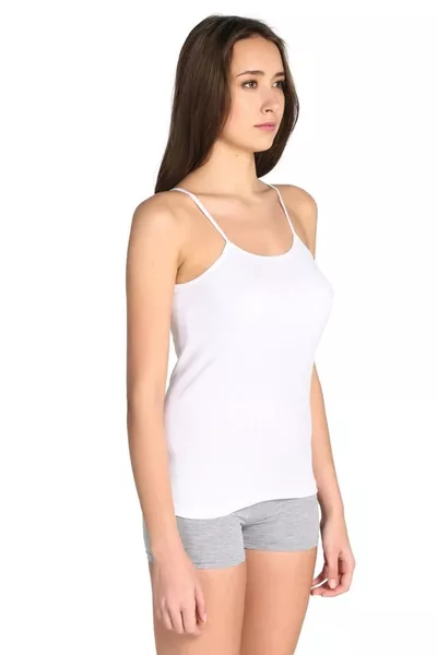 Damen Spaghettiträger-Top Weiß 6er-Pack