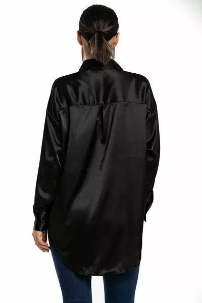 Black Satin Loose-Fit Shirt