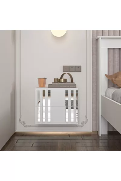 خزانة جانبية مثبتة على الحائط من خشب MDF أبيض