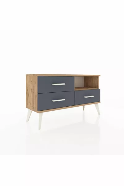 Arges Dresser Single Shelf 3 Drawers Pine-Pine/Anthracite