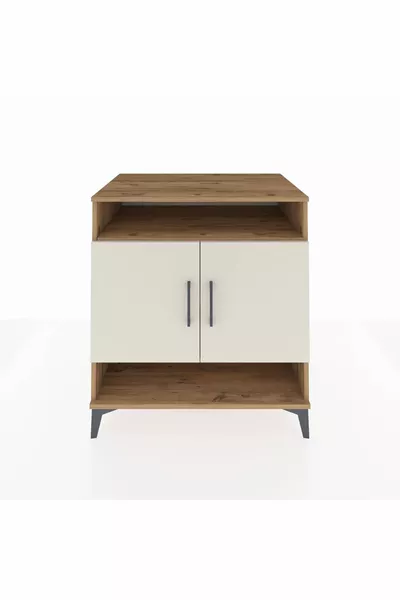 خزانة كرونوس بثلاثة أرفف وبابين، خشب الصنوبر والرخام الرملي