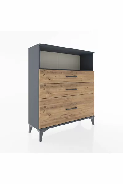 Arges Şifonyer Tek Raflı 3 Çekmeceli  Antrasit-Çam