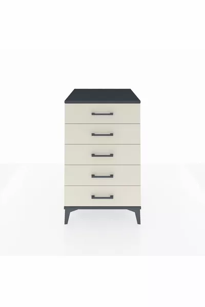 Kronos Nachttisch mit 5 Schubladen Anthrazit-Stein