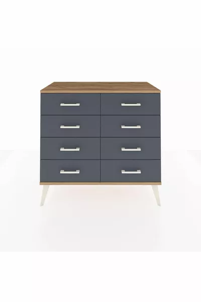 Comò Hyperion 8 Cassetti Antracite-Pino/Antracite