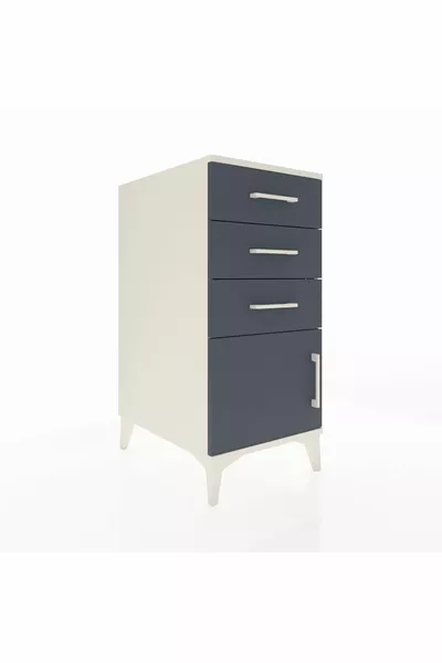 Kronos Nachttisch mit 3 Schubladen und 1 Tür Mondsichel-Anthrazit