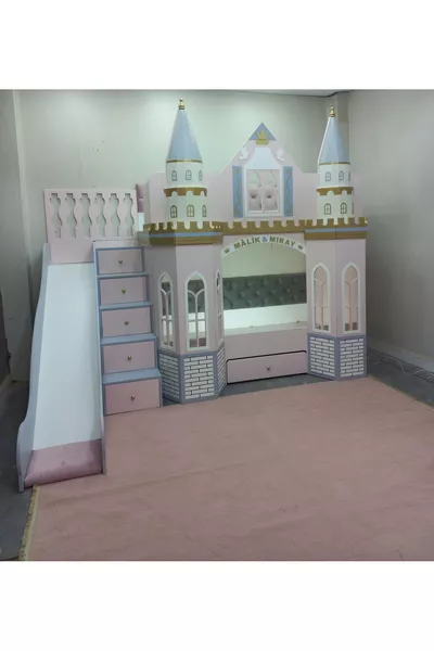 سرير بحجرة بطابقين مع زحلقة