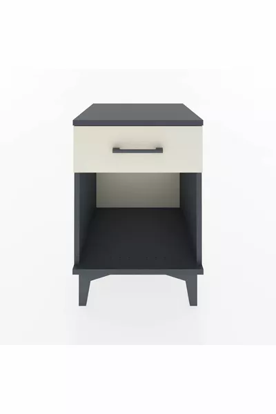 Hyperion Nachttisch mit einer Schublade Anthrazit-Muschelgrau