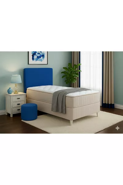 BETTPOLSTERBEZUG CM BLAU MIT ELASTISCHEM, FLEXIBLEM UND HOCHWERTIGEM STOFF