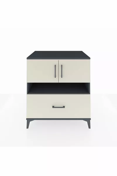 Kronos Comò 3 Ripiani con 1 Cassetto e 2 Ante Antracite-Ghiaia