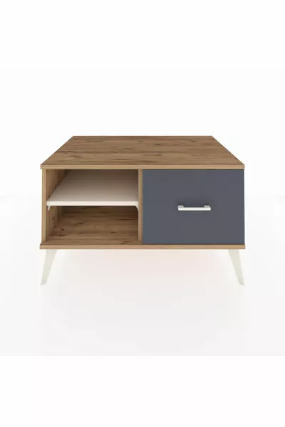 خزانة كرونوس بدرج واحد ورف واحد خشب الصنوبر/الحجر الرملي رمادي غامق