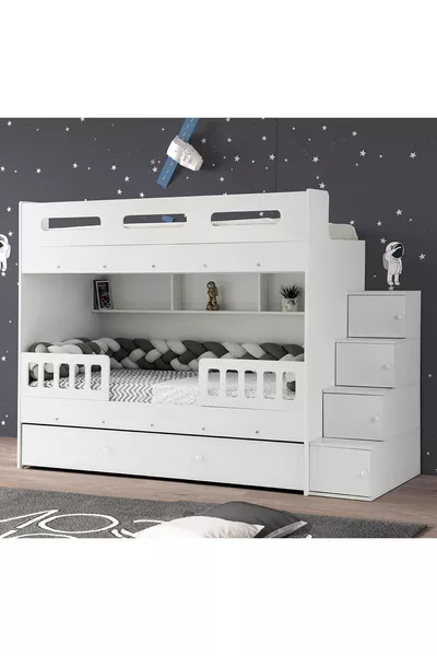 سرير متعدد الطوابق بيرلين بدعم فولاذي مصنوعة من MDF  %