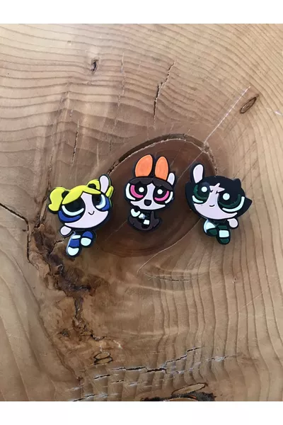 زينة صنادل جِيبّيتز دبوس بنات القوة 3 قطع