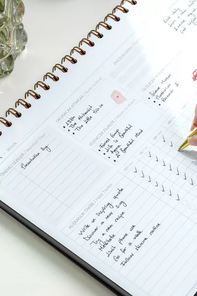 Безсрочен седмичен настолен планер  месеца Бездатачен настолен планер Черен