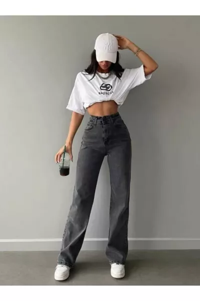 بنطلون جينز بالازو فلورنس فومي باور عالي الخصر مرن جداً