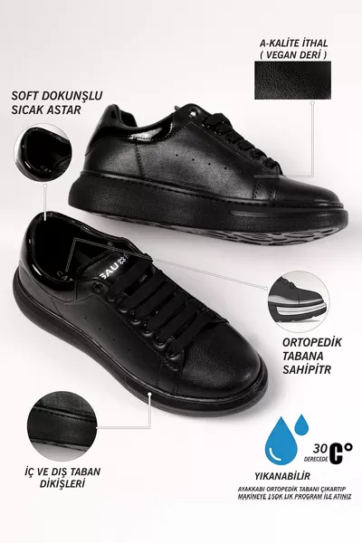 حذاء رياضي أسود بأسلوب ماكوين يومي 