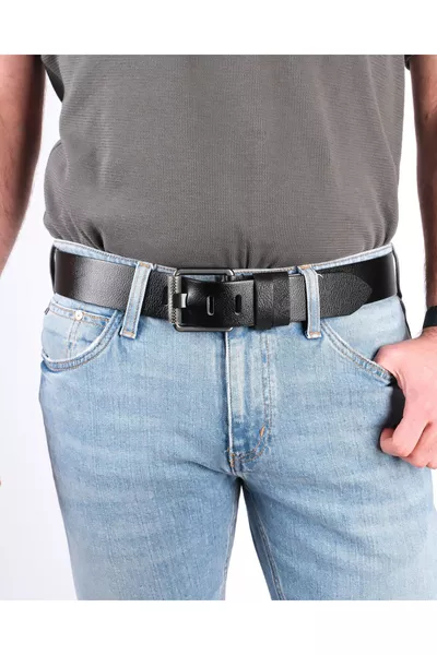Genuine Single-Layer Buffalo Leather Men's Denim Belt 4.5