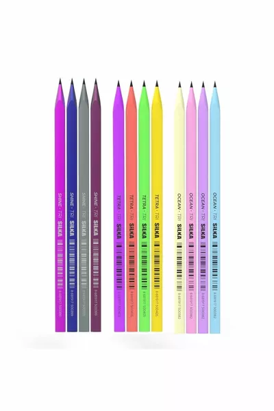 Моливи с твърдост , смесени цветове, комплект от 