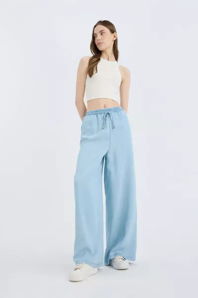 High Waist Straight Leg Washed Pants SM