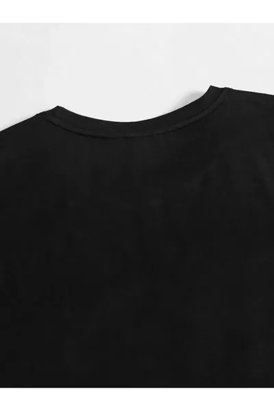 قميص بكم قصير للجنسين من القطن بطبعة كبير الحجم برقبة دائرية من qubo