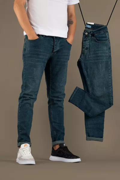 بنطلون جينز رجالي بقصة ضيقة نحيفة