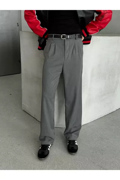 بنطلون رجالي واسع منقوش بقصة مريحة