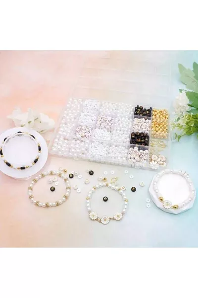 Perle di madreperla Perle lettere Perle Fimo e accessori per gioielli Set per braccialetti Materiale per hobby 