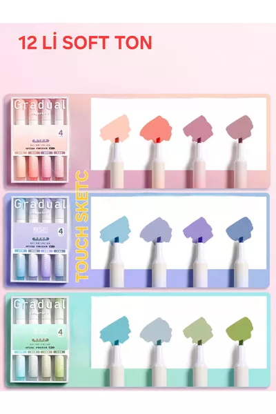 Набор из  мягких флуоресцентных карандашей Gradual, мягкие цвета, упаковка по 4 штуки