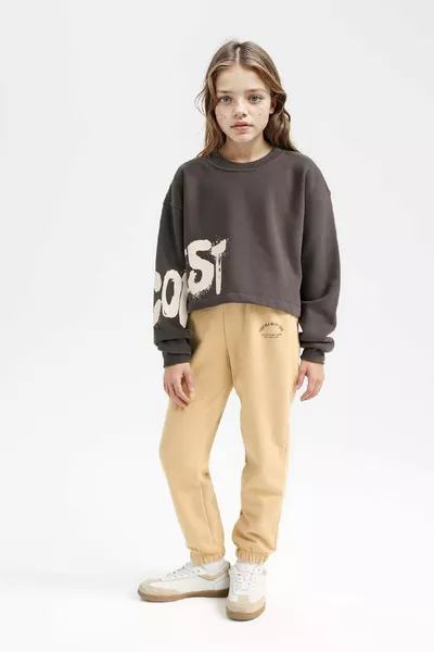 Sweat-shirt imprimé à col rond pour fille WN