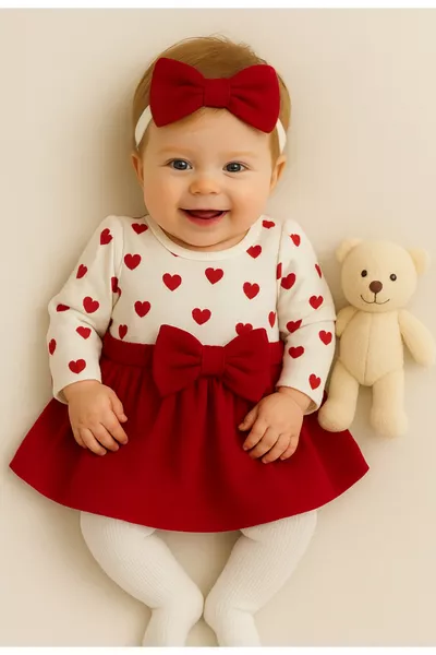 Комплект для девочки: юбка и блузка с сердечками, % хлопок