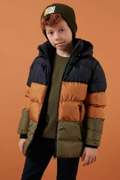 Giubbotto imbottito con cappuccio removibile e interno in peluche per bambino MONT 