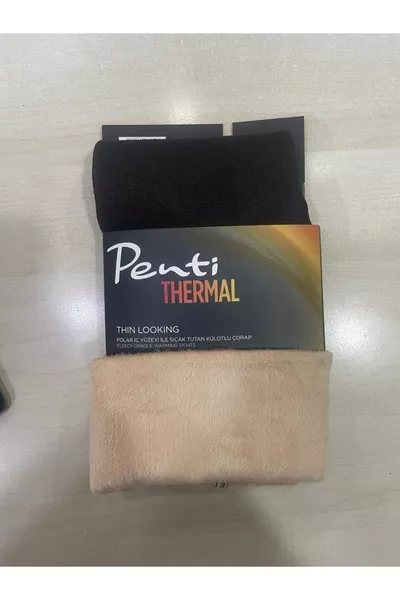 Calze termiche nere a tinta unita con effetto pelle in tessuto polarizzato interno