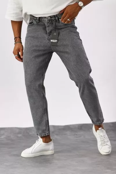 بنطال جينز رجالي رمادي بقصة صديق