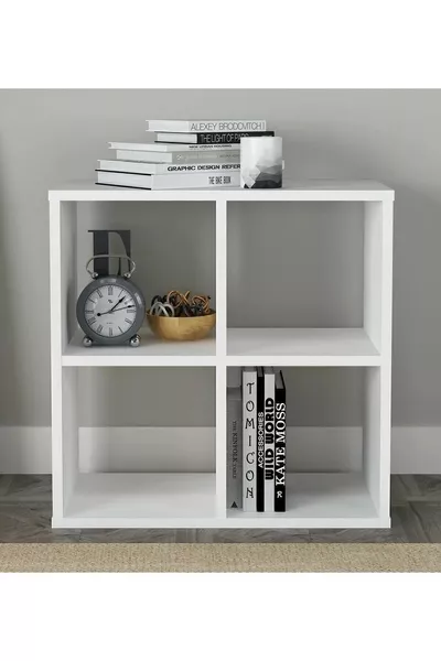 4-Shelf Bookshelf Medium White