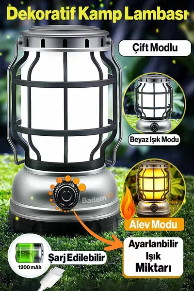 Аккумуляторный декоративный кемпинговый фонарь с светодиодной красной имитацией пламени и белым светом, двухрежимный ручной фонарь