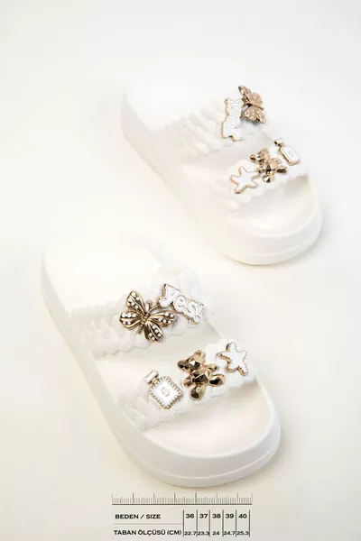 White Women's Slippers 