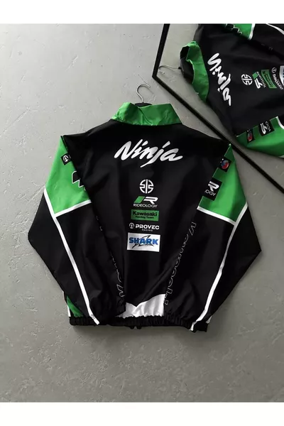 معطف واق من الرياح والمطر أسود واسع بحجم كبير من قماش الباراشوت للجنسين