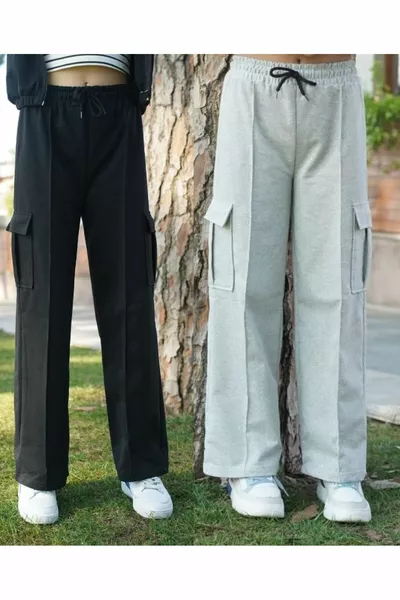 2-Piece Double Cargo Pocket Jogger Pants for Girls