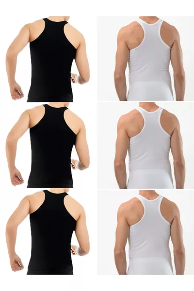 طقم 6 قطع للرجال: 3 سود  بيض، قميص رياضي يمتص العرق رامبو، قميص رياضي رجالي رامبو