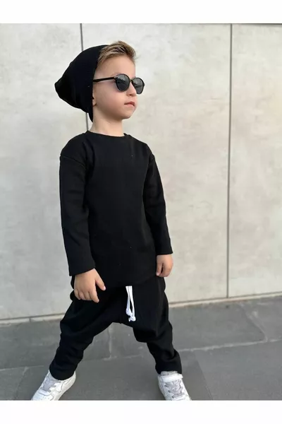 Bebek & Çocuk Unısex 3 Parça Şalvar Takım , Kaşkorse Kreş Günlük Rahat Kesim Takım