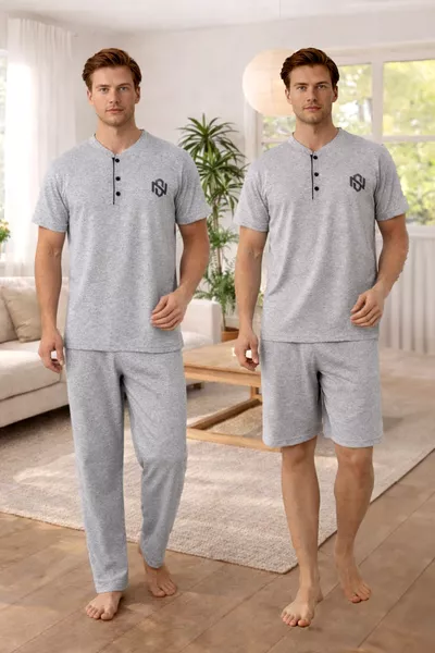 طقم بيجامة رجالي قطني 3 قطع - هدية يوم الأب