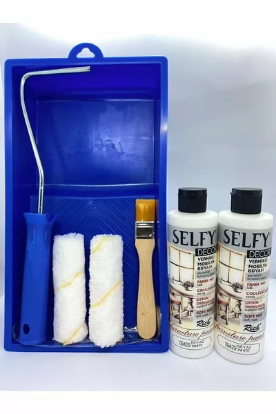 Selfy Decor Zelfvernisende Meubelverf  cc Wit 2x + Verfrol Set