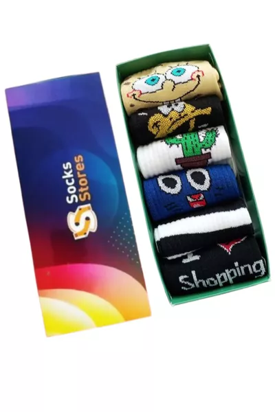 Men's and Women's Sock Long Socks Colorful Patterned Socks 6 Pieces