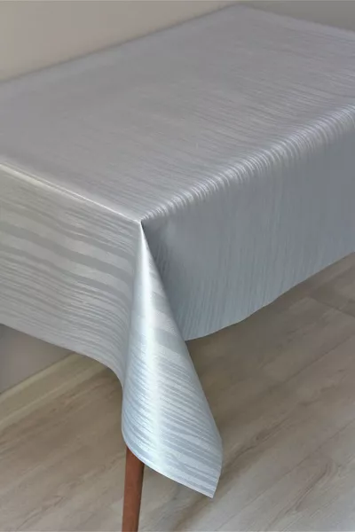 غطاء مائدة من الفينيل القابل للمسح مبطن مخطط - 