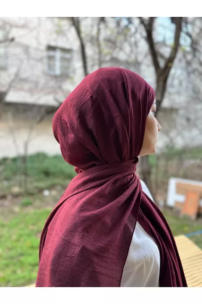 Hijab Cotton Crash Scarf Burgundy